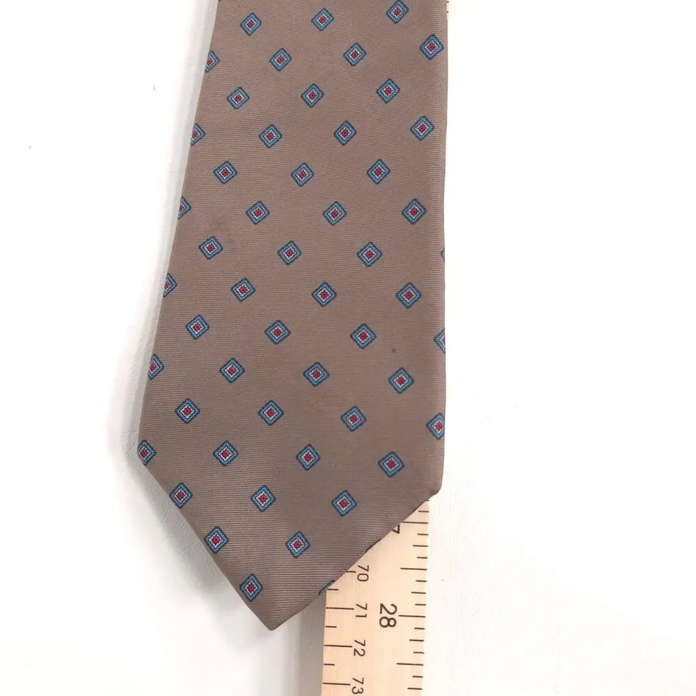CHRISTIAN DIOR Men's Silk Tie Taupe Fabric Woven Italy Vintage USA‎ Made WPL125